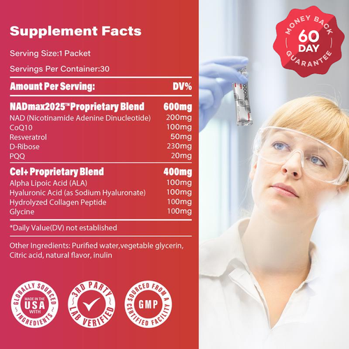 NAD+ 1000mg LipoBlend™ (Delicious Raspberry Formula)